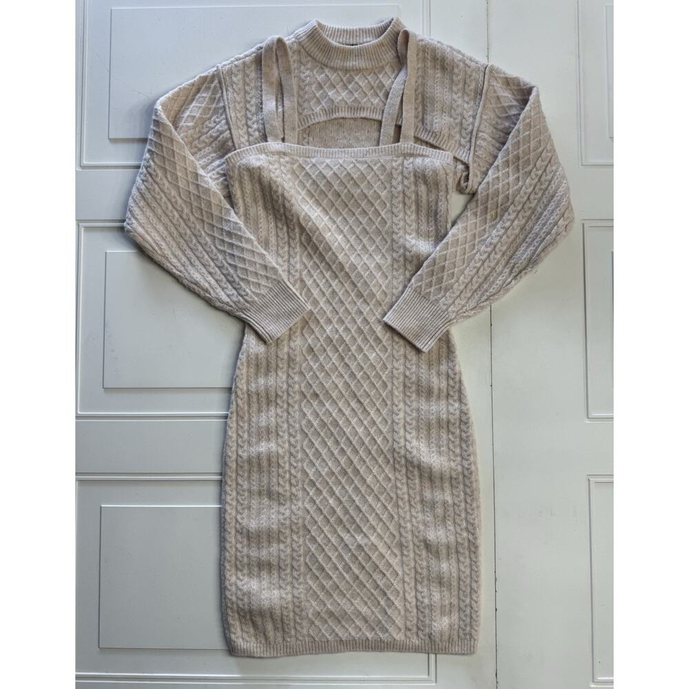 House of Harlow 1960 2 Piece Sweater Dress Set Womens Medium Fisherman Knit XS